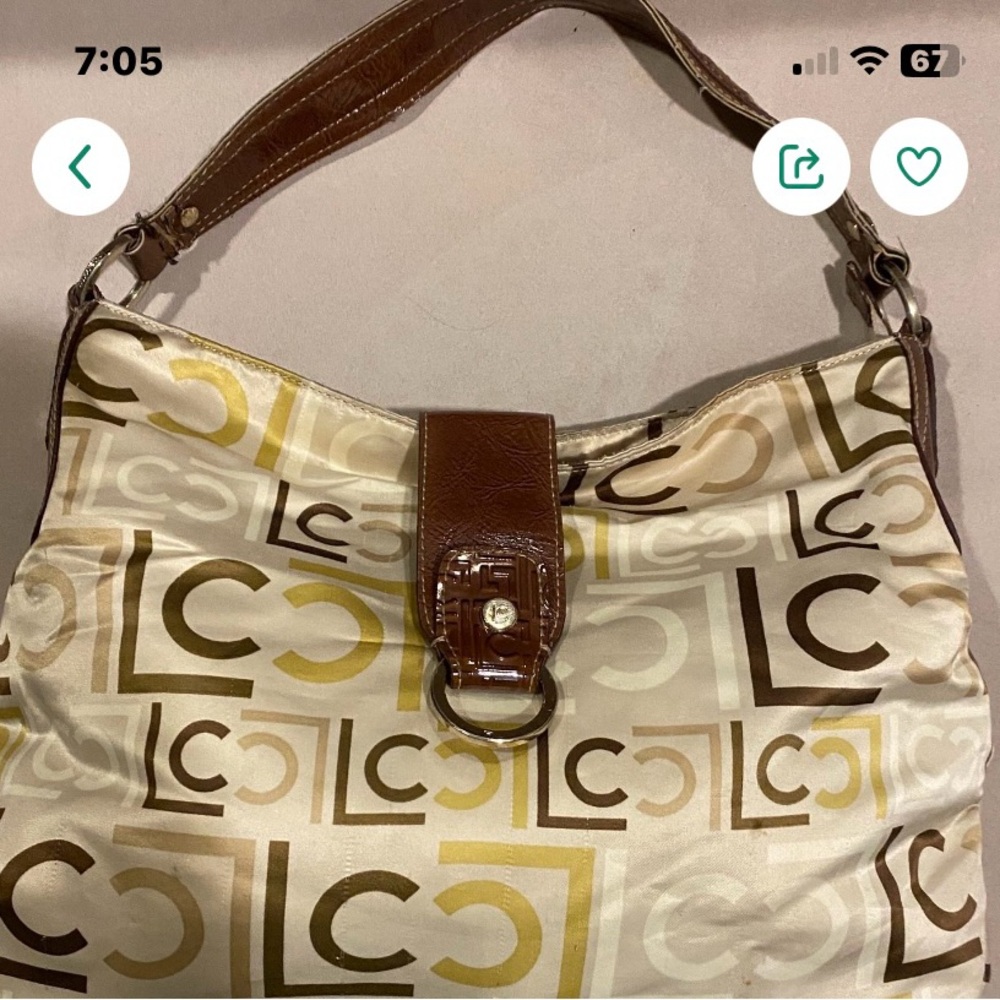 Brown and Cream Women's Bag
